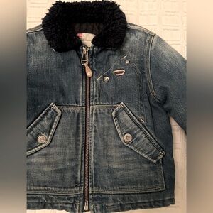 Diesel Quilt Lined Sherpa Lined Collar Trucker Denim Jean Jacket Coat Youth 4